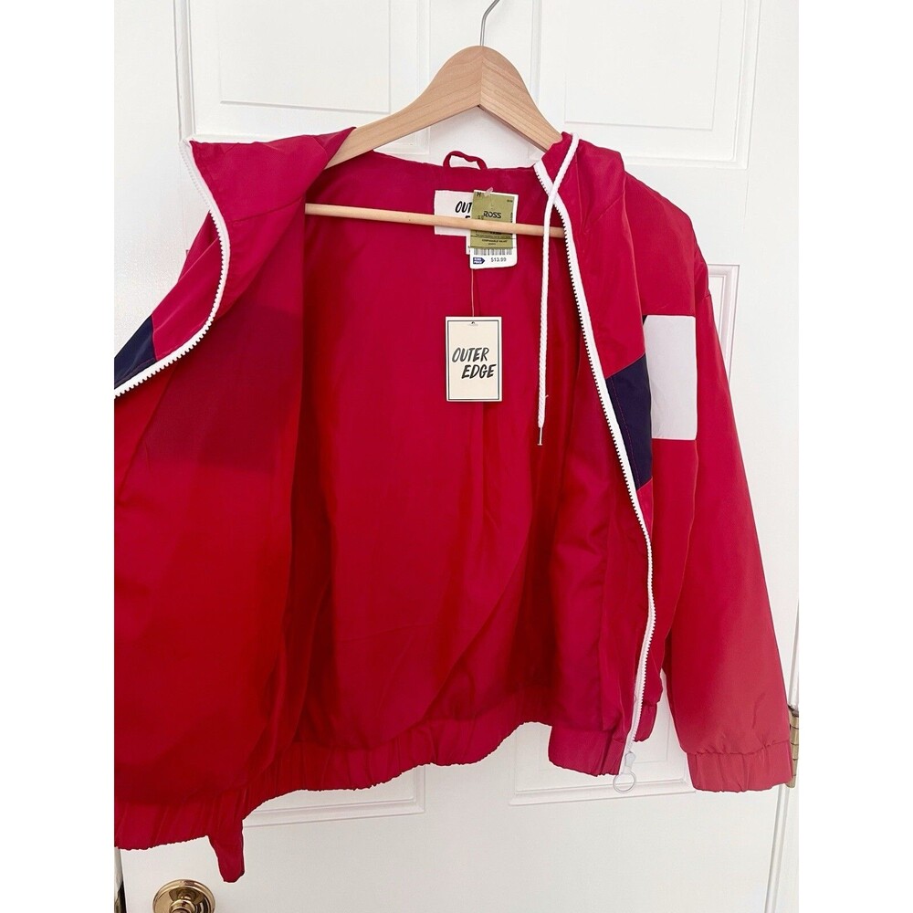 Outer Edge Women's White/Blue/Red Windbreaker Track Jacket Size L - Picture 3 of 8